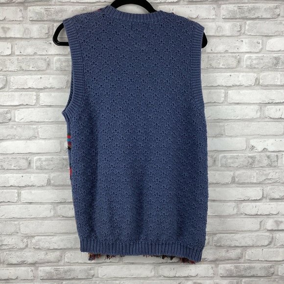 F E Design Womens Knit Sweater Vest Size Large Multi Color Stripe Sourthwestern - Picture 3 of 3
